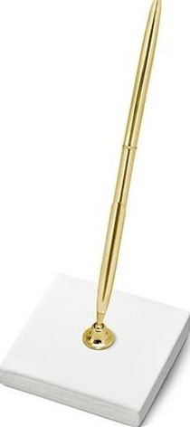 Party Deco Stojaczek ze złotym długopisem do księgi gości, jasnokremowy, 8x8x16,5 cm uniwersalny