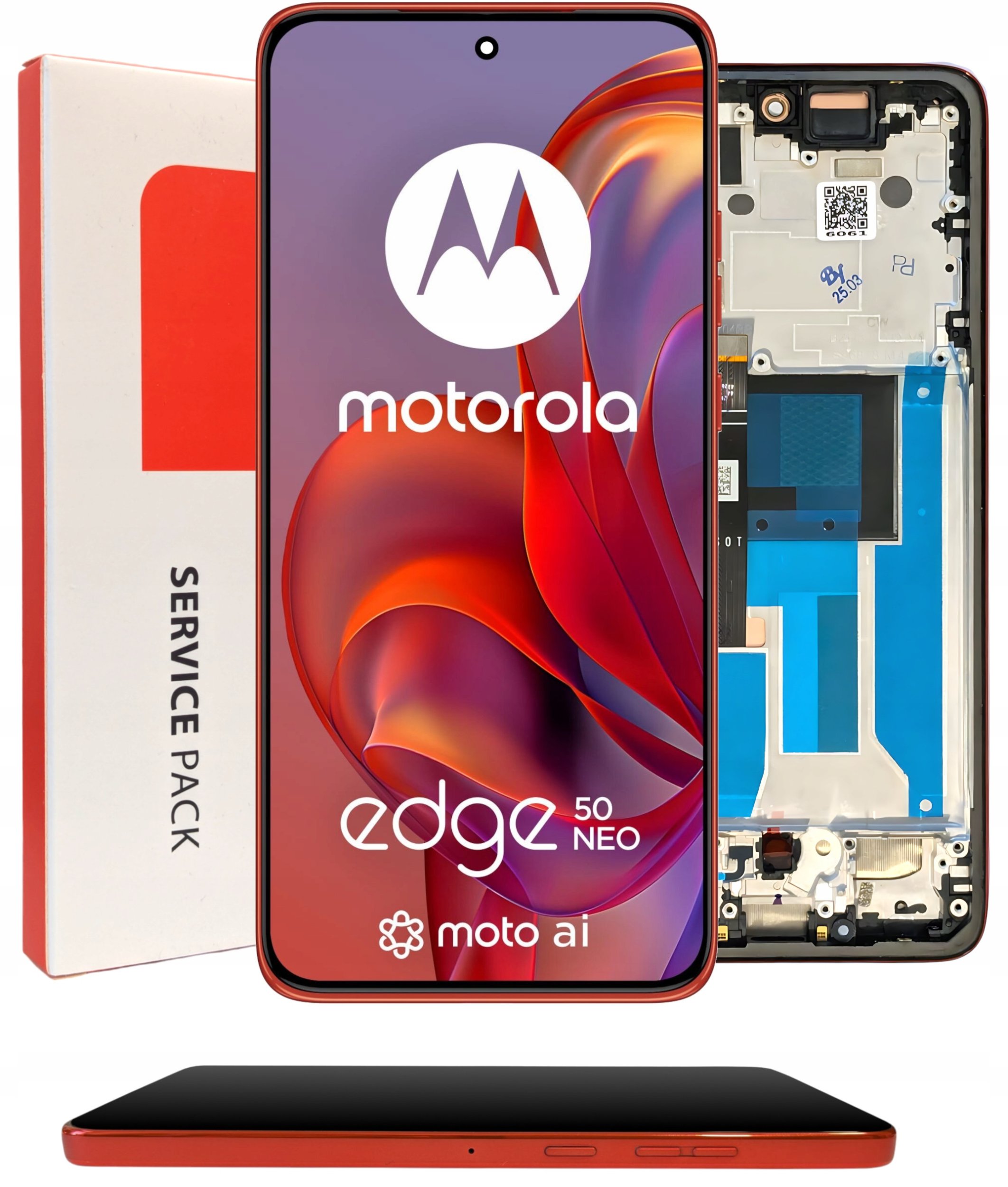 ORYGINAŁ WYŚWIETLACZ EKRAN LCD DOTYK DO MOTOROLA EDGE 50 NEO RAMKA CZERWONA