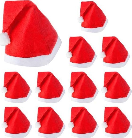Springos Czapka Mikołaja mikołajki czerwona 12 szt. UNIWERSALNY