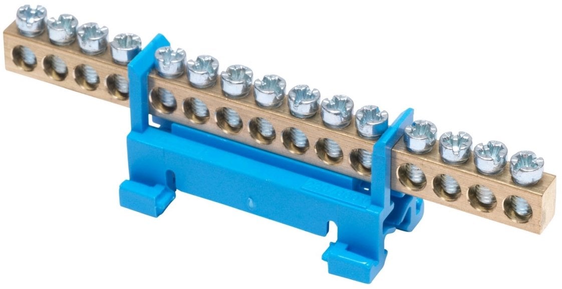 Listwa zaciskowa na szynę N15 neutralna 15-torowa 16mm 400V AC 63A niebieska 81702003