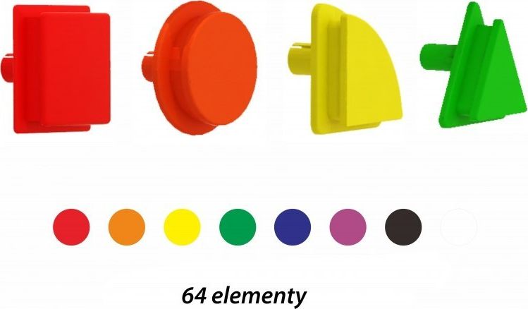 Masterkidz MASTERKIDZ Zestaw Kołeczki w kształcie figur geometrycznych 64szt do tablic STEM