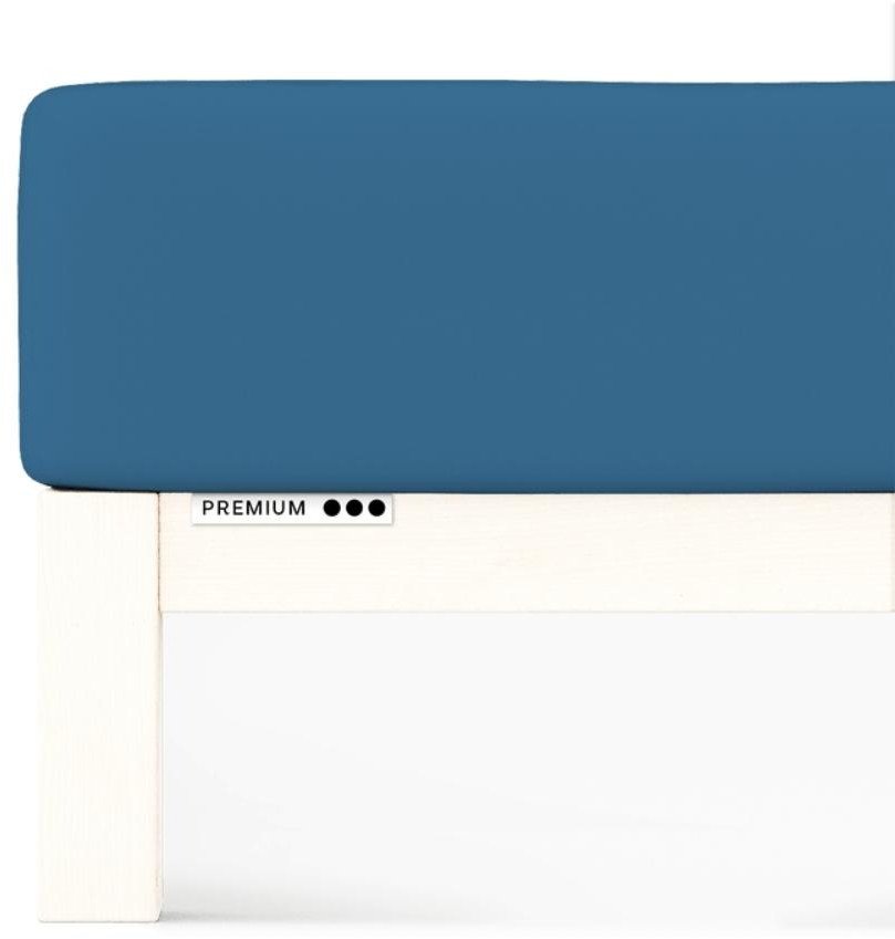Prześcieradło Schlafgut Premium 120x200-130x220 Blue Mid 615 - M bawełna, antyalergiczny