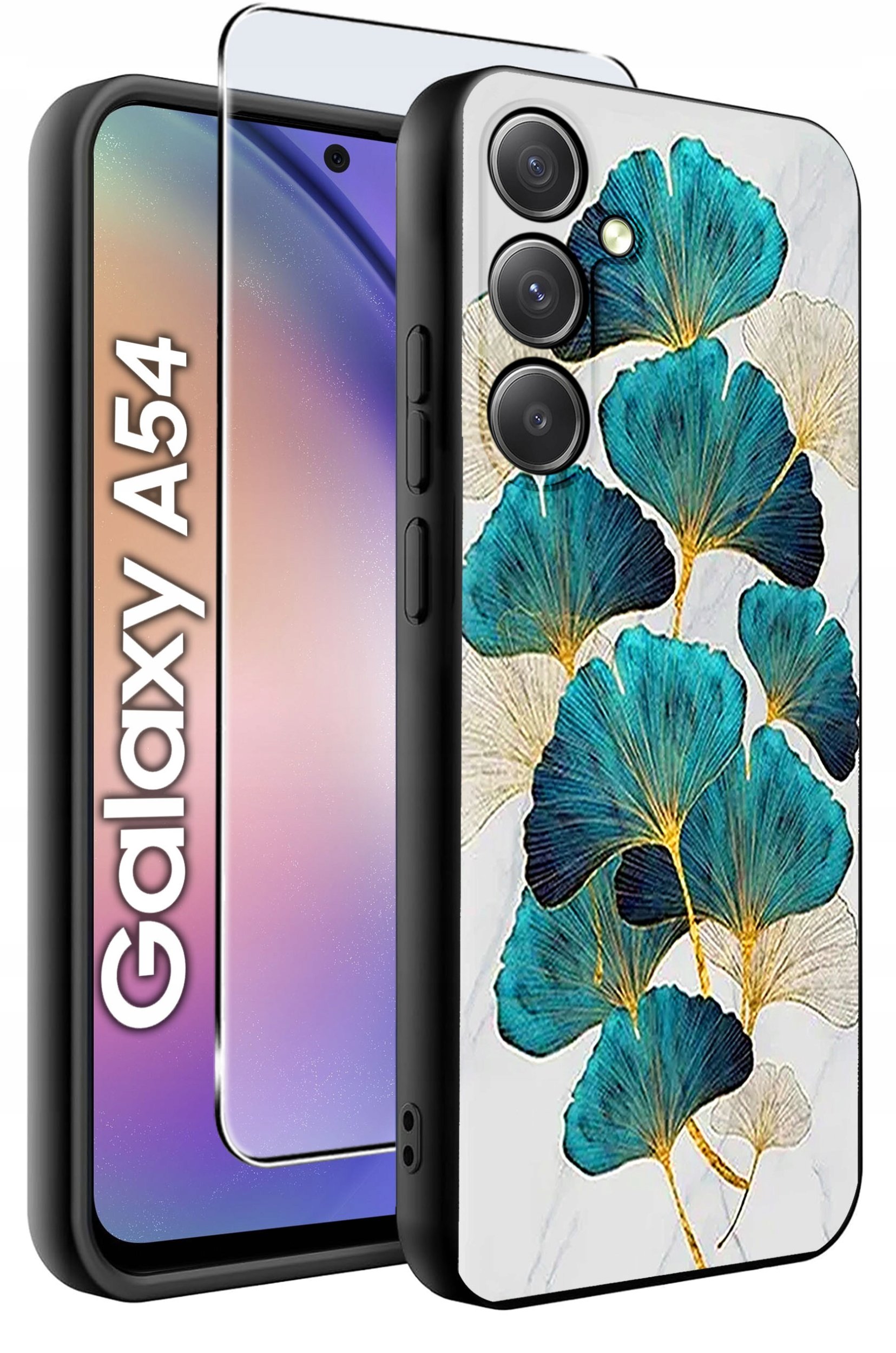 ETUI do Samsung A54 5G WZORY | SILIKONOWE MATT CASE + SZKŁO 9H