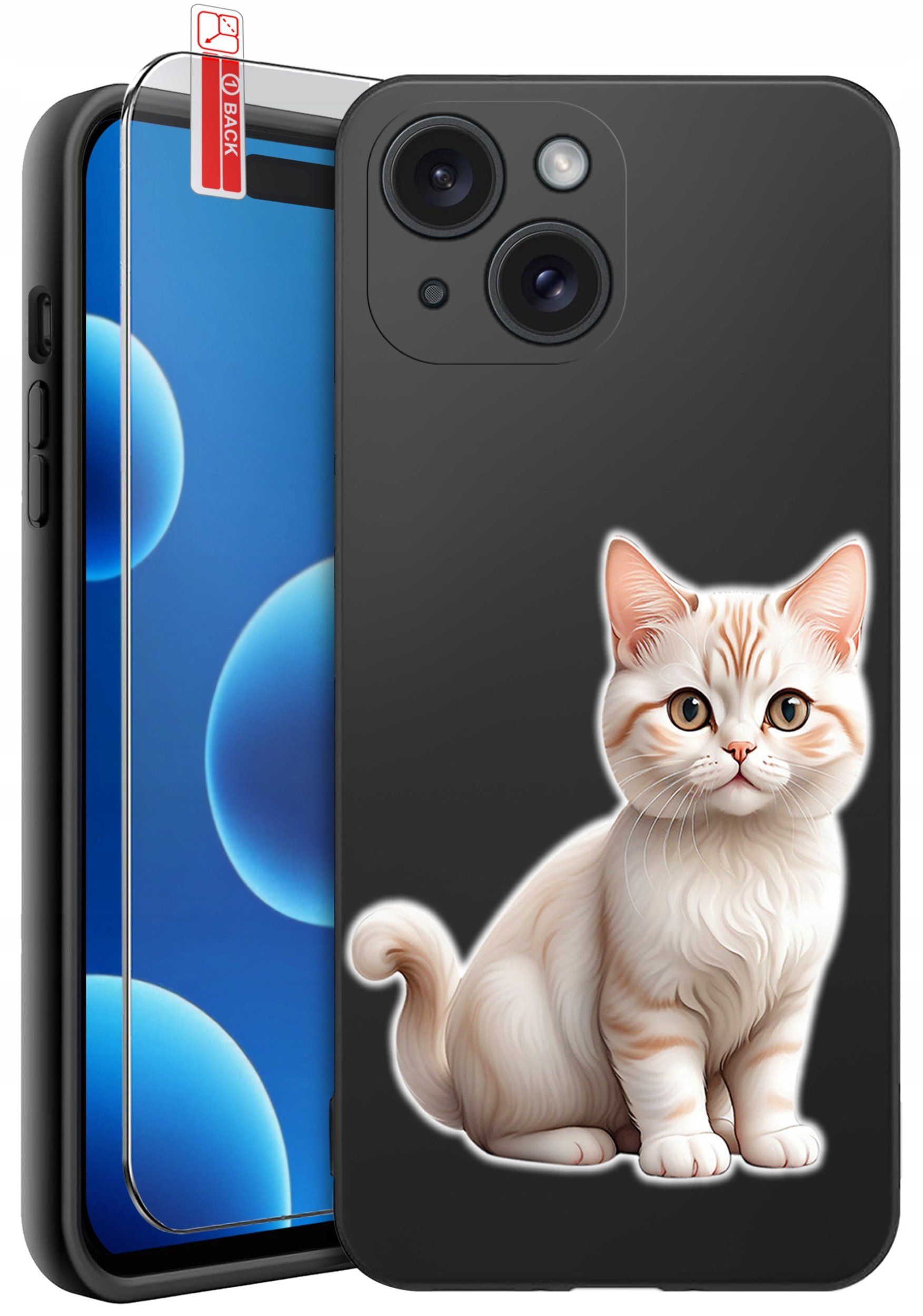 ETUI do iPhone 15 | WZORY | SILIKONOWE MATT CASE + SZKŁO 9H