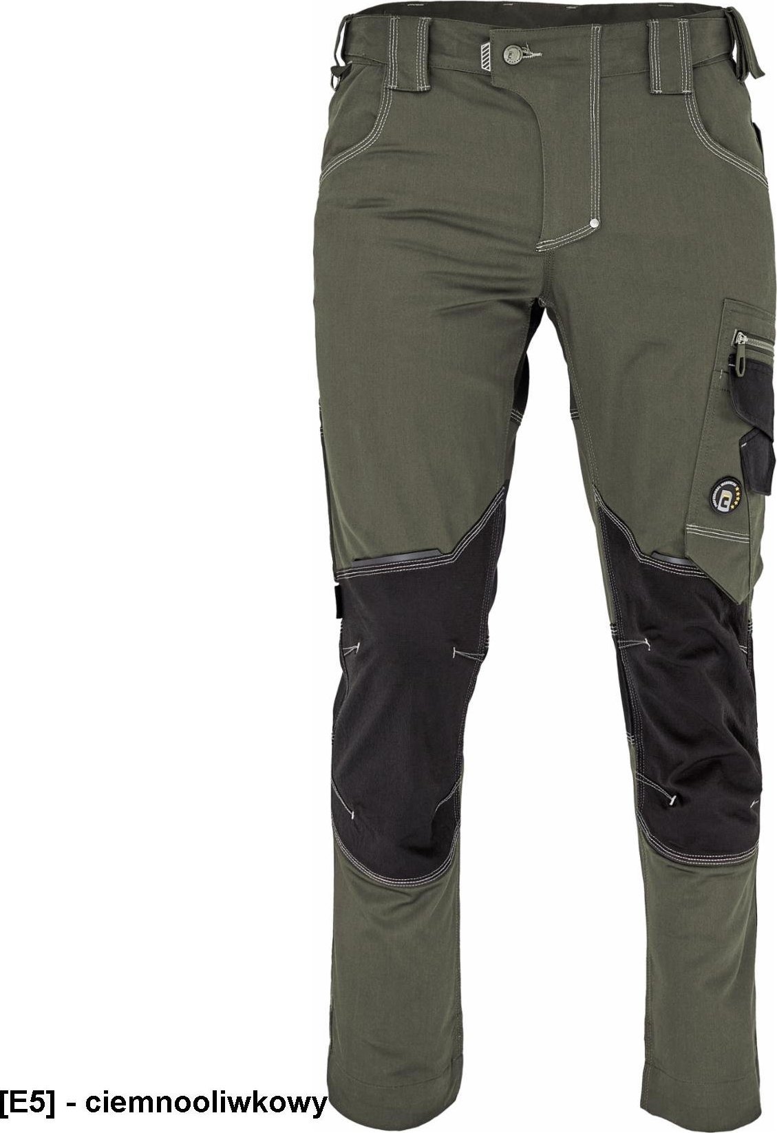 CERVA NEURUM CLASSIC spodnie - męskie spodnie robocze, 6 kieszeni, elastyczny materiał Trifibetex, odblaski - ciemnooliwkowy 58