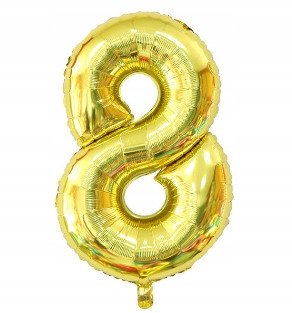 Balon Foliowy Na Hel CYFRA - 8 kolor ZŁOTY - 80CM