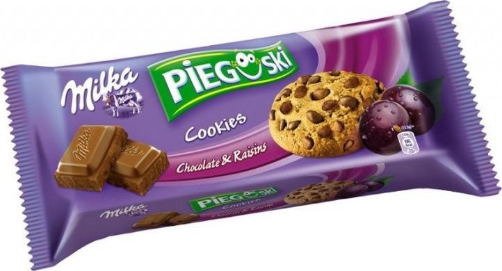 Milka Ciastka MILKA Pieguski 135g Czekolada i rodzynki