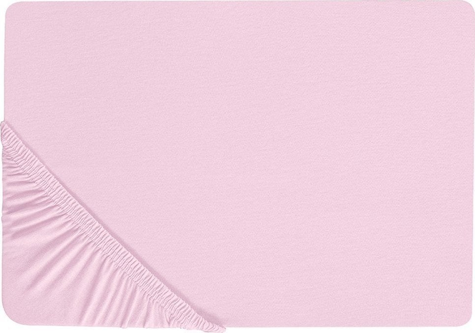 Beliani Bawełniane prześcieradło z gumką 140 x 200 cm różowe JANBU