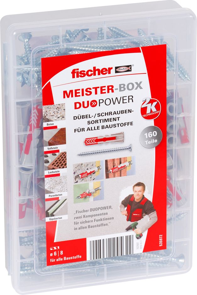 Fischer Zestaw kołków duopower z łbem stożkowym 160 szt. (535972)