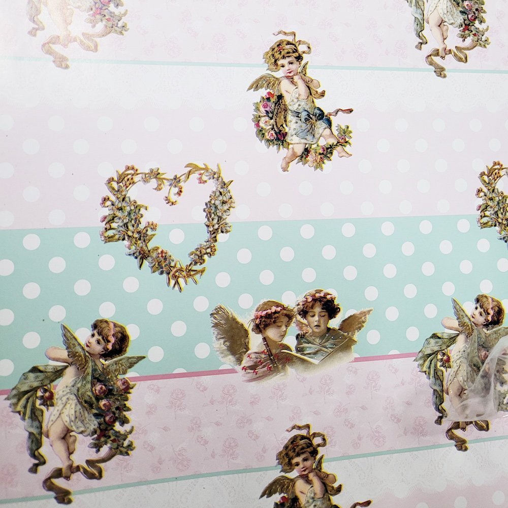 Papier róż aniołki do pakowania prezentów 70cmx2m 92m70