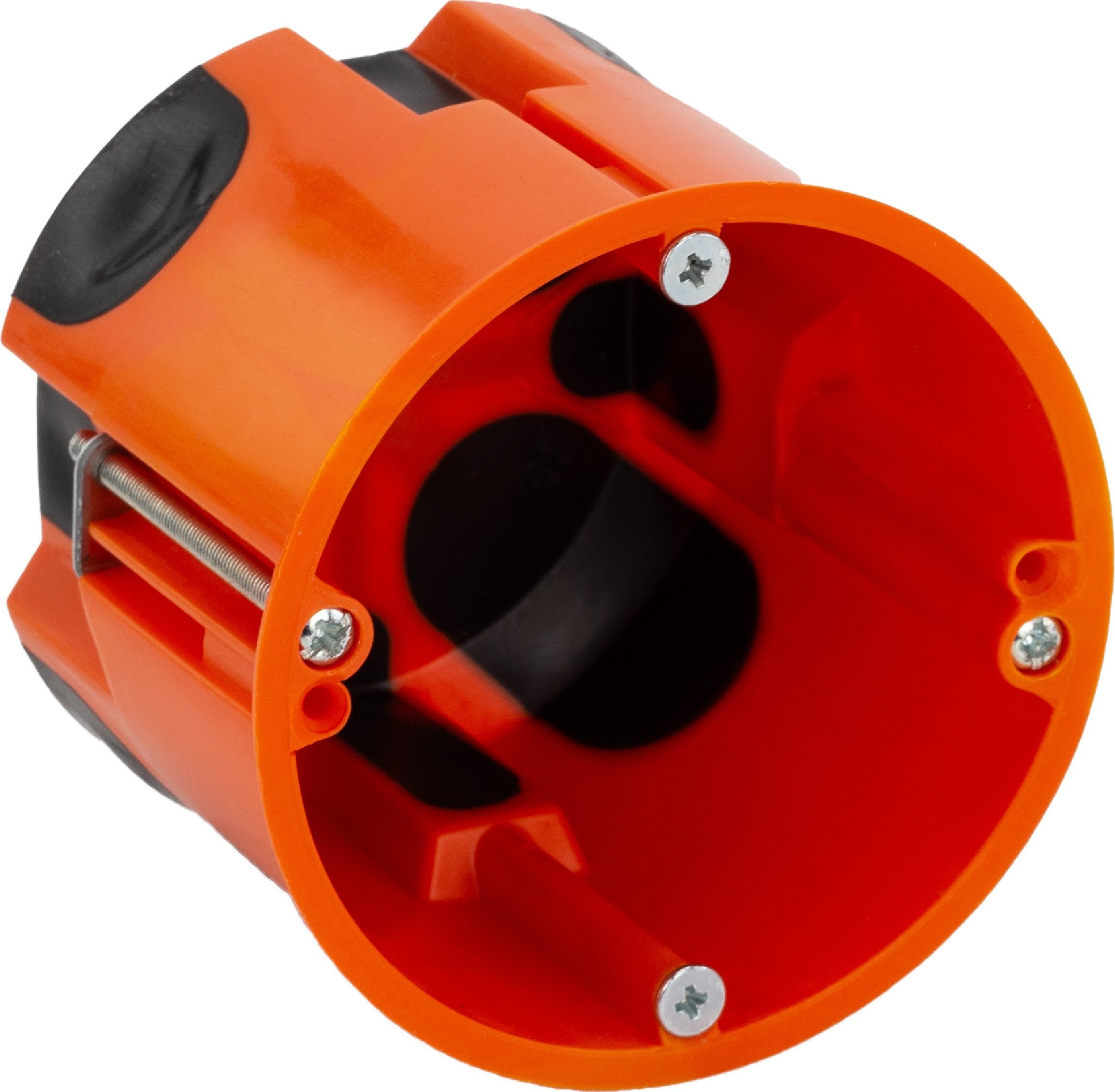 Pawbol Puszka instalacyjna Pawbol A.0081K do płyt gipsowych, wiatroszczelna, głęboka, z wkrętami pomarańczowa