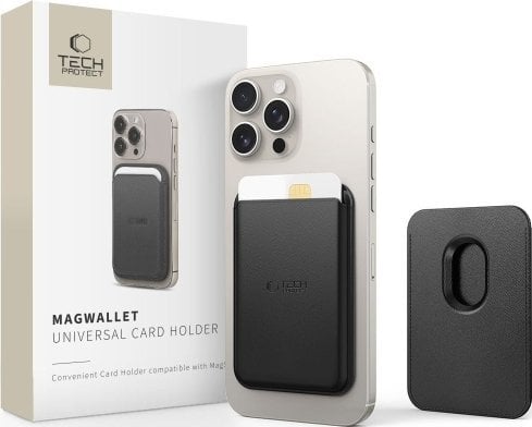 Tech-Protect TECH-PROTECT MAGWALLET MAGSAFE UNIVERSAL MAGNETIC CARD HOLDER BLACK