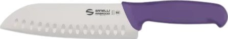 Nóż Santoku Sanelli Ambrogio Supra, ostrze granton, 18 cm, fioletowy