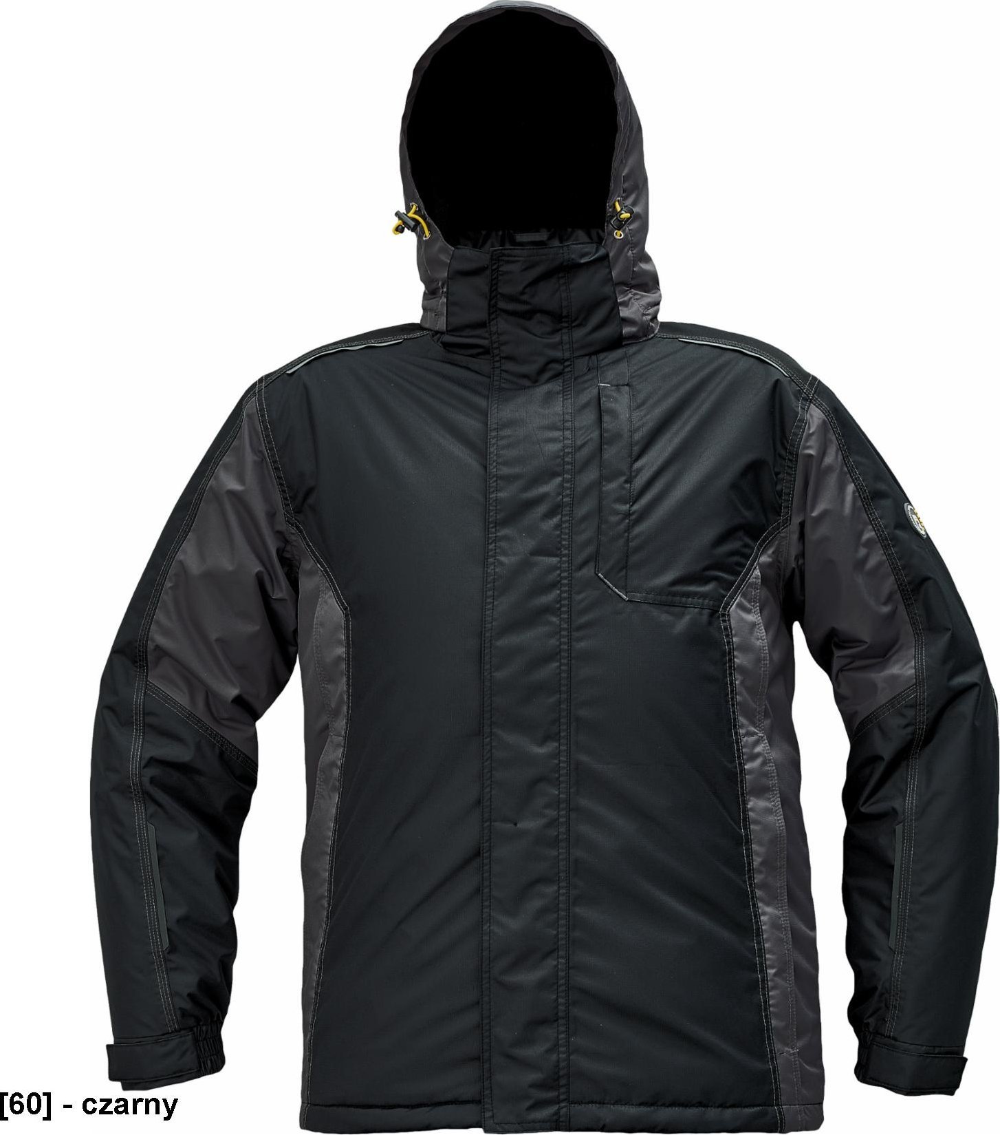 CERVA DAYBORO parka - męska kurtka zimowa, odpinany kaptur, polar kołnierz i w kapturze, odblaskowe elementy, 100% poliester - czarny XXL