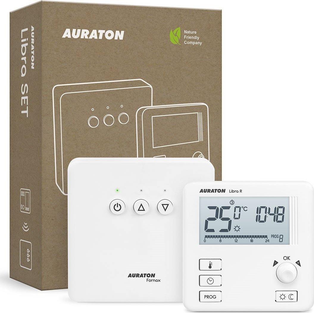 Auraton AURATON Libra SET - Tygodniowy, bezprzewodowy regulator temperatury ze sterownikiem urządzenia grzewczego (zestaw), (następca modelu 3021RT)