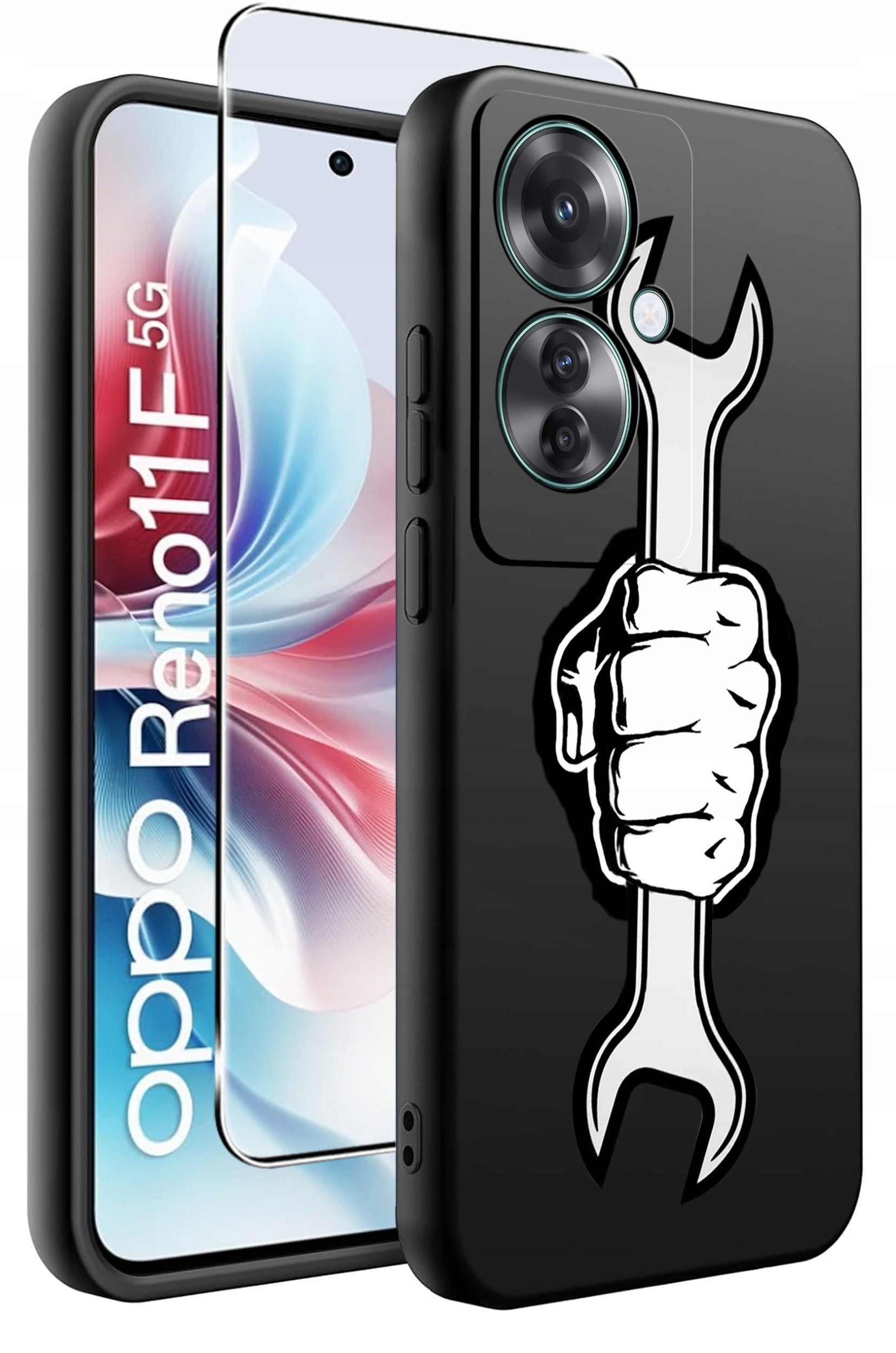 ETUI do Oppo Reno11 F 5G WZORY | SILIKONOWE MATT CASE + SZKŁO HARTOWANE 9H