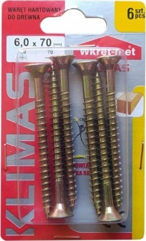 Wkręt-met Wkręty hartowane do drewna 6x70mm 6szt PZ3 złote