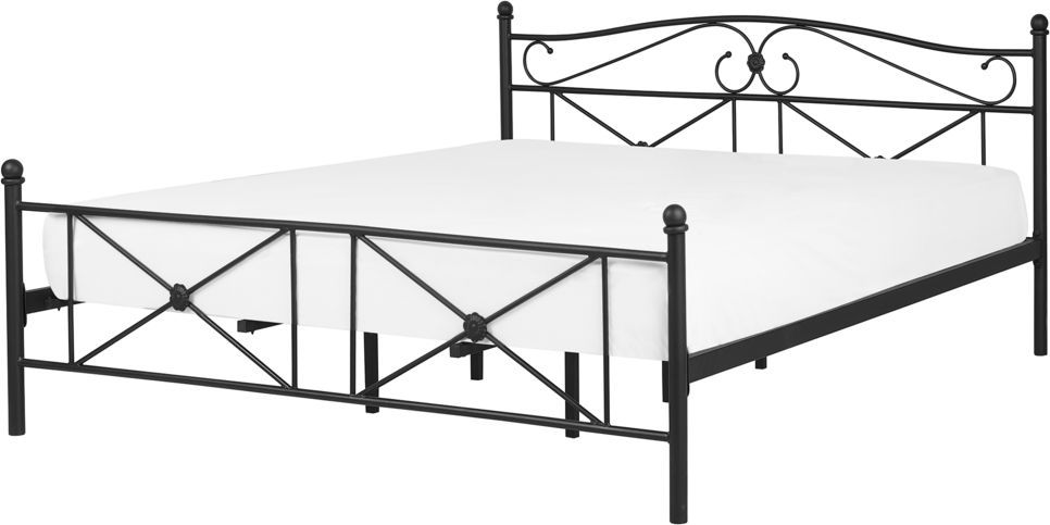 Beliani Łóżko metalowe 180 x 200 cm czarne RODEZ