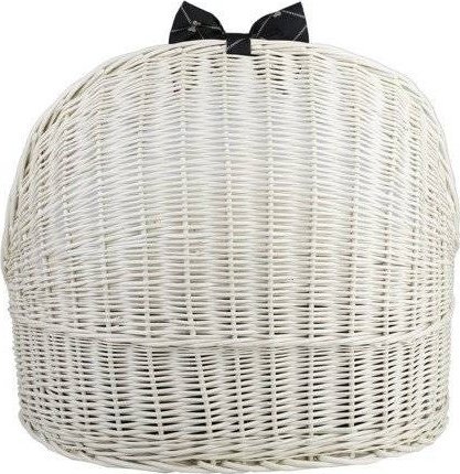 WickerPL ELSA WIKLINOWE WYBIELANE OWALNE LEGOWISKO DLA ZWIERZĄT Z DACHEM BUDA DLA KOTA LEGOWISKO DLA PSA Z PODUSZKĄ 60X46 H16/48 CM