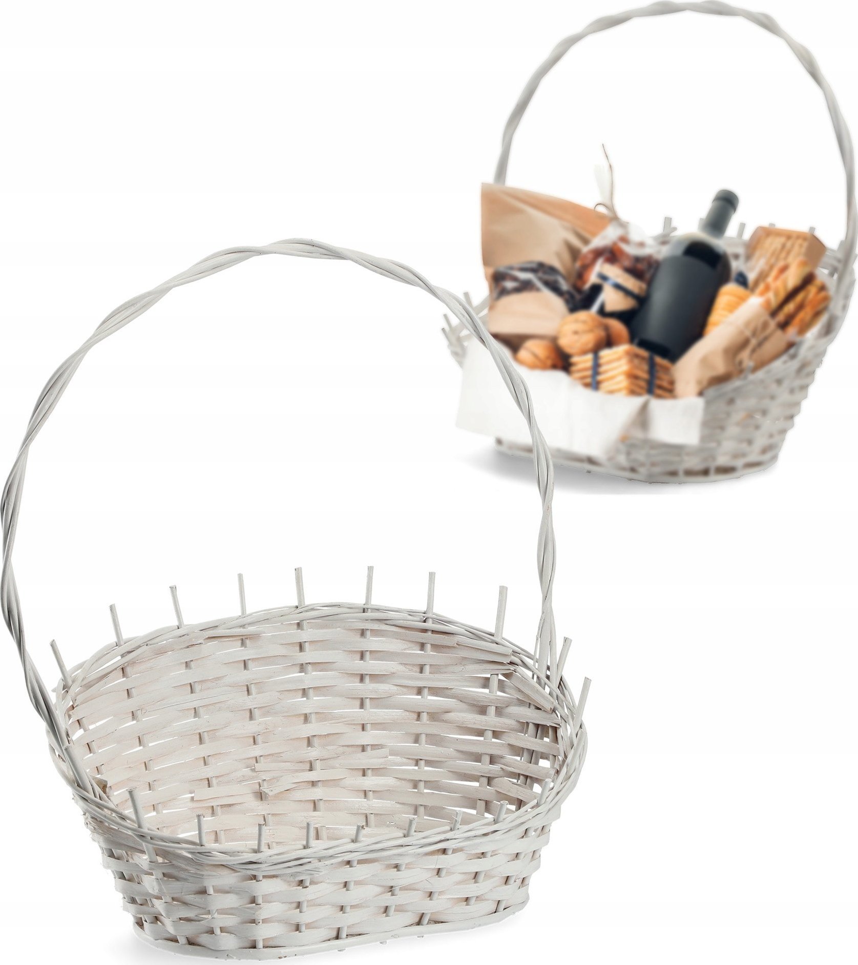 Kadax KADAX Koszyk Prezentowy Wiklinowy Kosz Biały Mały