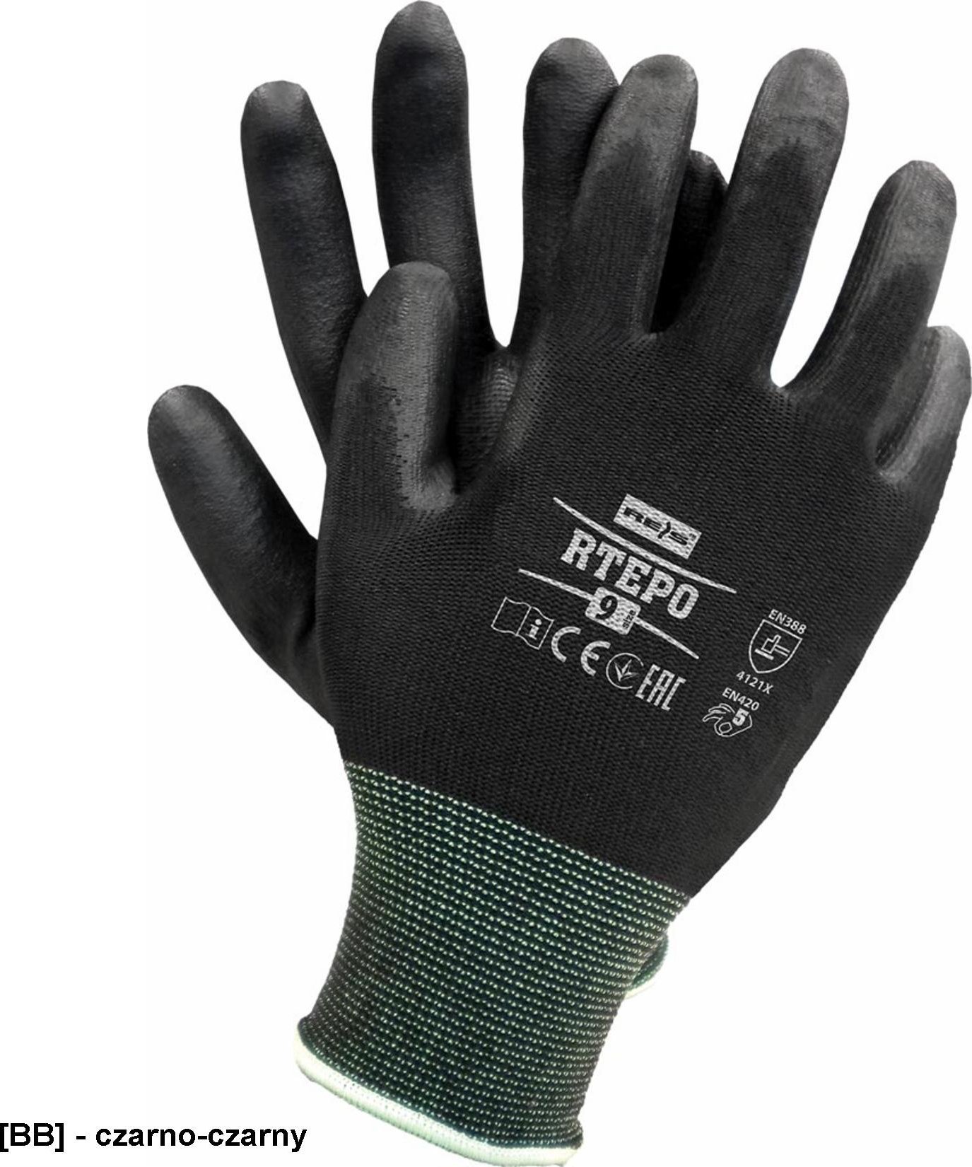 R.E.I.S. RTEPO - rękawice ochronne - czarno-czarny 8