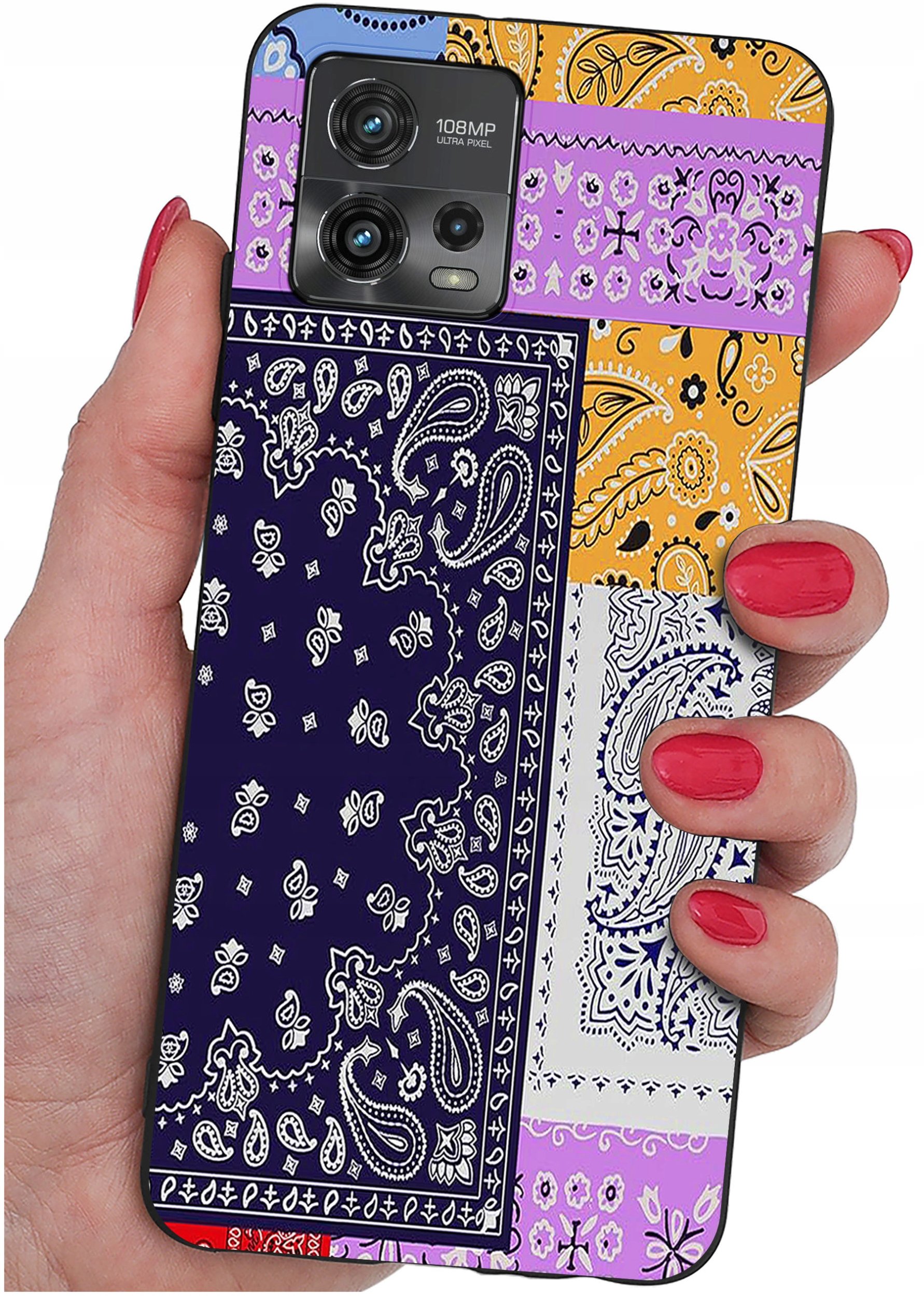 krainaGSM Etui do Motorola Moto G72 WZORY SILIKONOWE MATT CASE + SZKŁO 9H