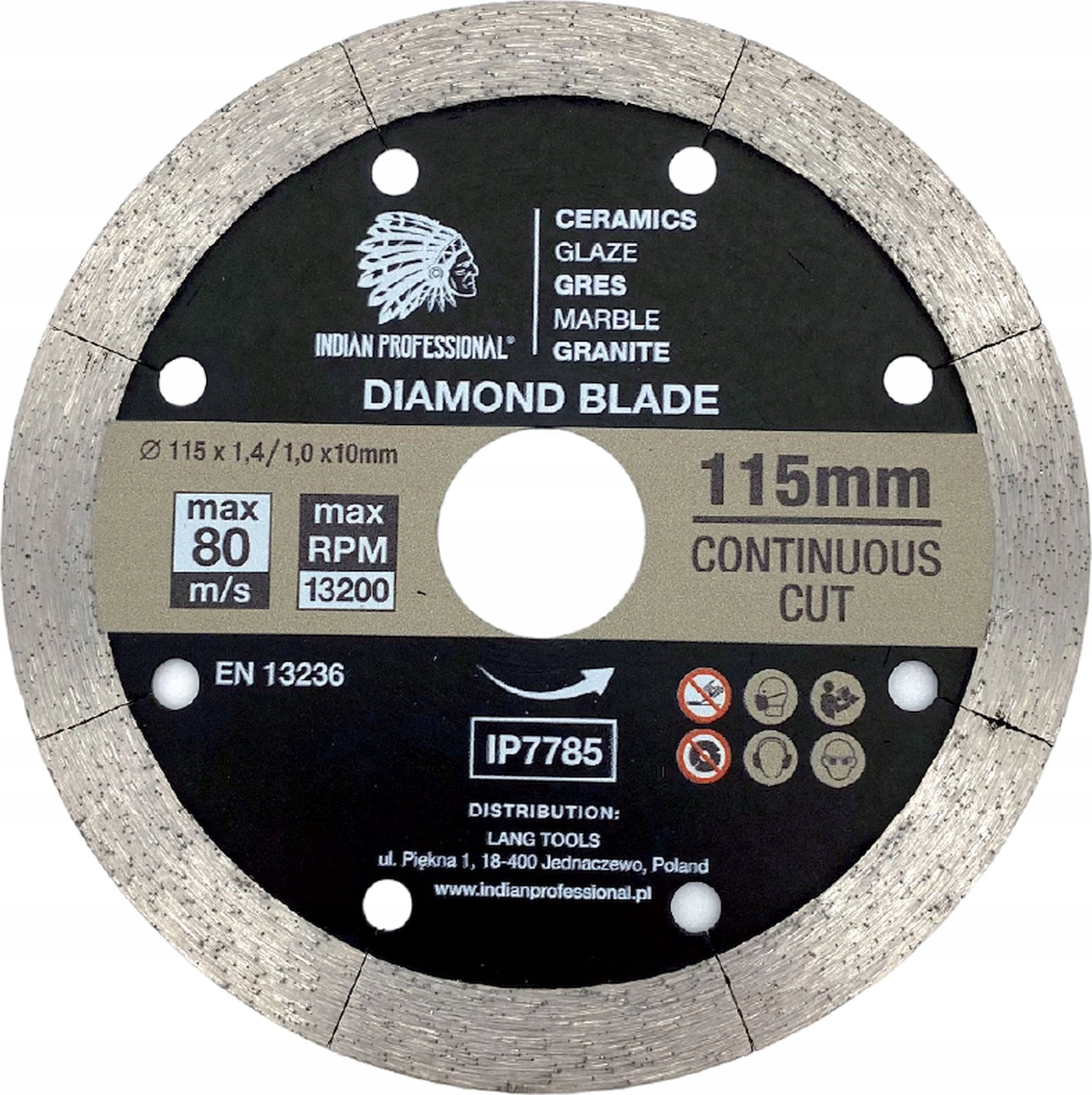 INDIAN PROFESSIONAL TARCZA DIAMENTOWA 115mm x 1,6mm x 22,2mm CONTINUOUS CUT /INDIAN PROFESSIONAL