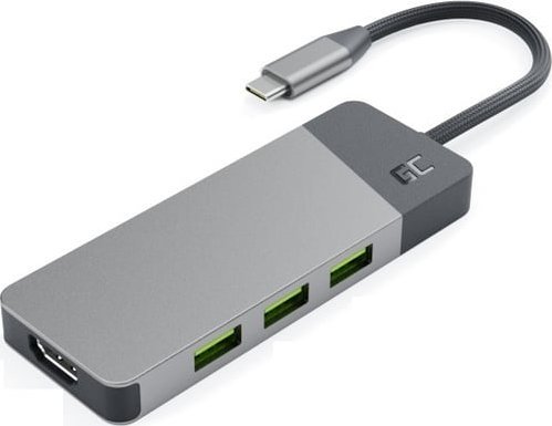 Stacja/replikator Green Cell Hub adapter USB-C Connect 3xUSB 3.1 HDMI 4K 60Hz USB-C PD 85W