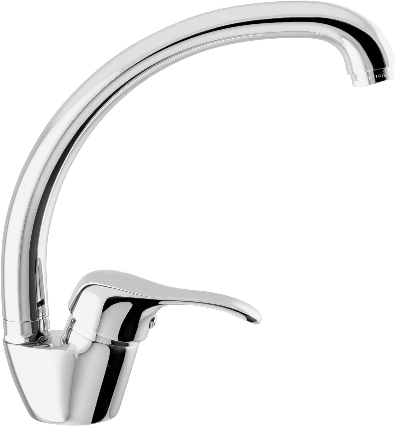 Sink faucet RUBINETA Gala-33 Star with high curved spout, chrome color.