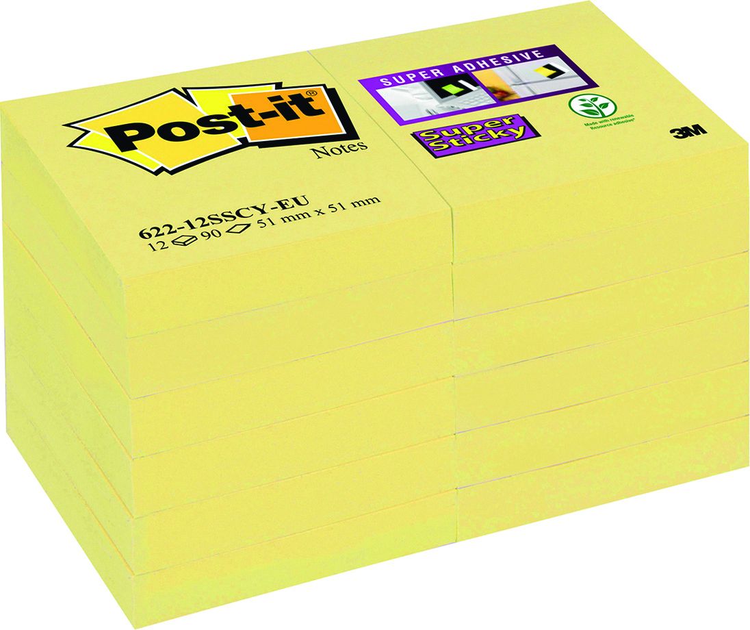 Post-it Post-It Super Sticky 51x51 mm 12x90 kart. żółty
