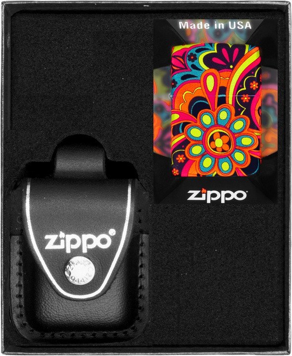 Zestaw ZIPPO Zapalniczka FLOWER POWER DESIGN Prezentowy No3