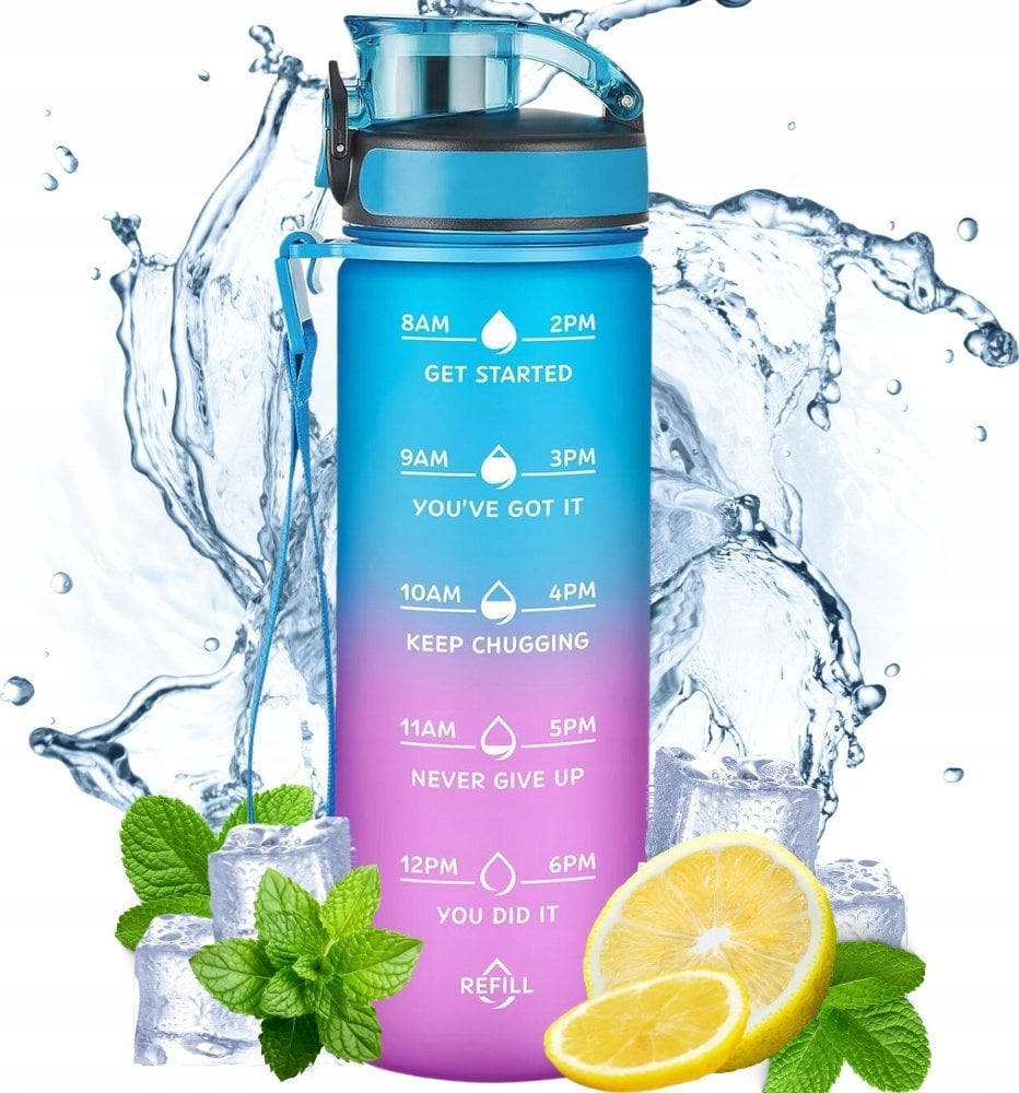 . BUTELKA SPORTOWA / MOTYWACYJNA BIDON REFILL NIEBIESKO-RÓŻOWY