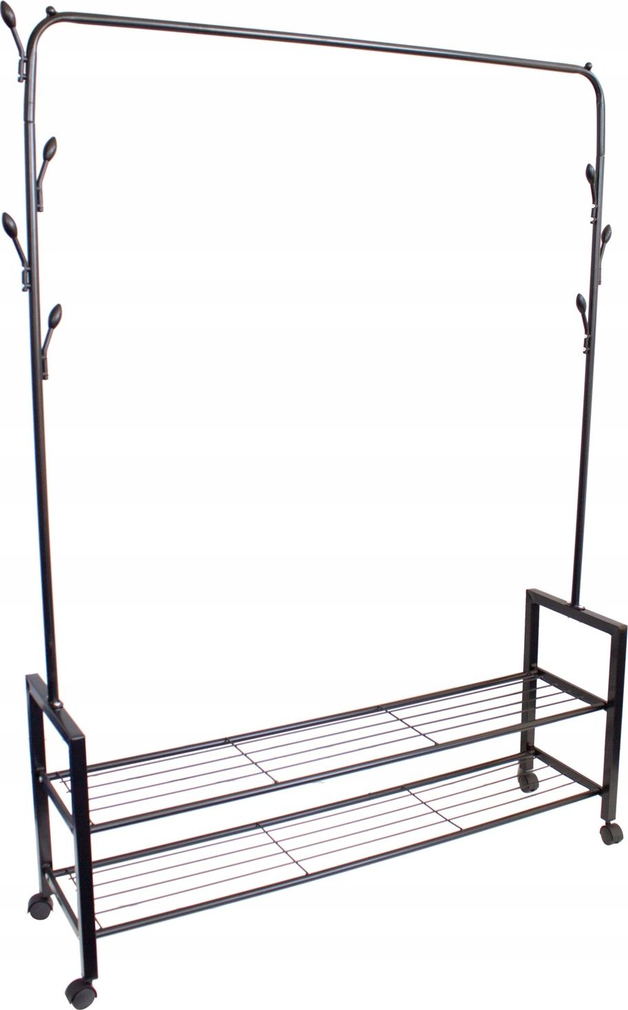 ModernHome Wieszak stojący z 2 półkami stojak z kółkami na odzież