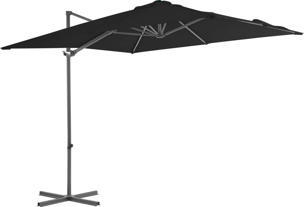vidaXL Parasol wiszący na stalowym słupku, czarny, 250x250 cm