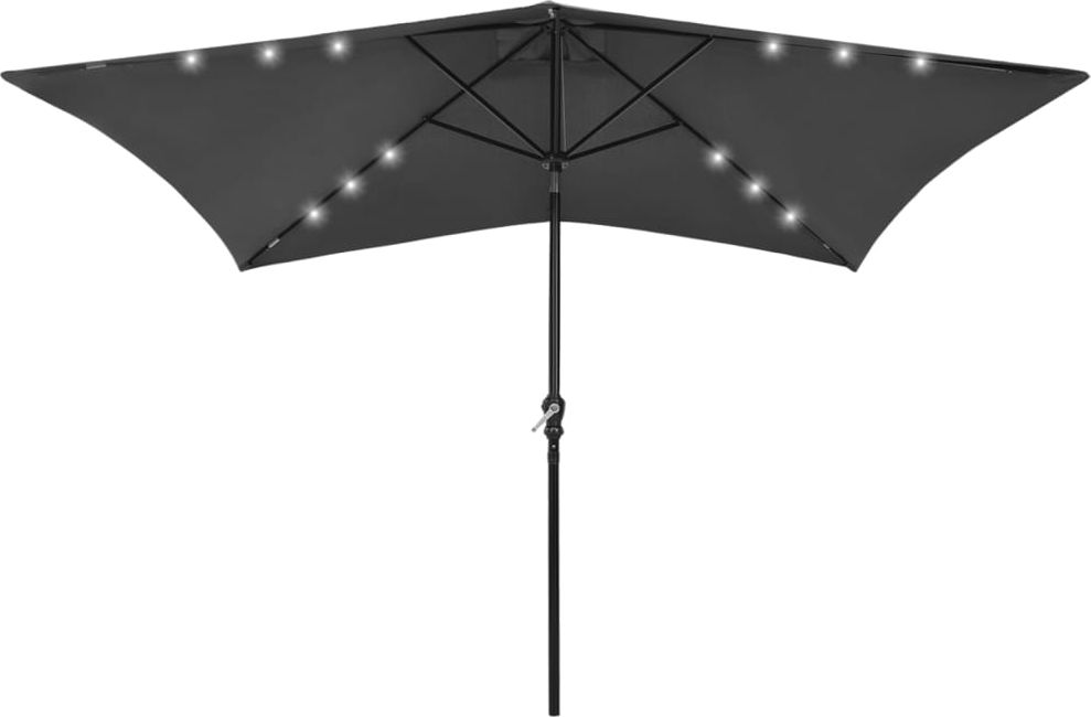 vidaXL Parasol z lampkami LED, na stalowym słupku, antracyt, 2x3 m