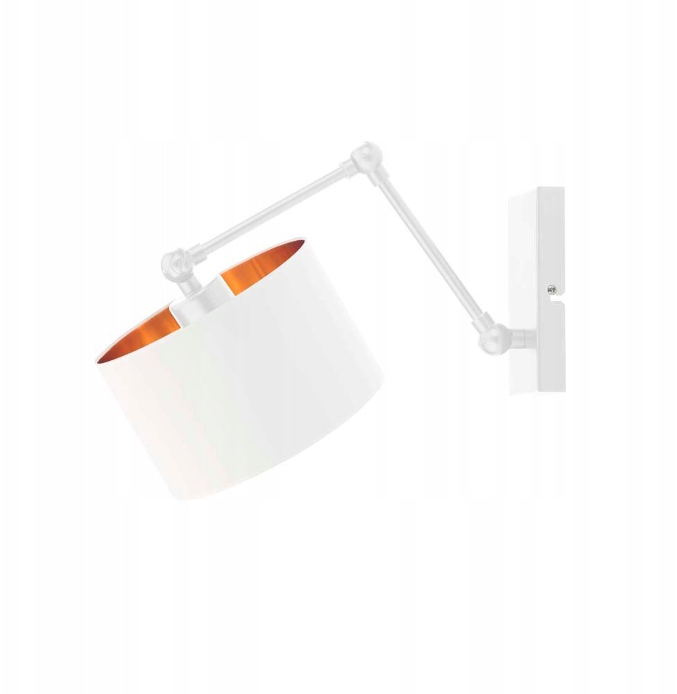 Biały kinkiet ścienny z abażurem ze złotym wnętrzem TULON GOLD lampa ścienna regulowana góra-dół LED