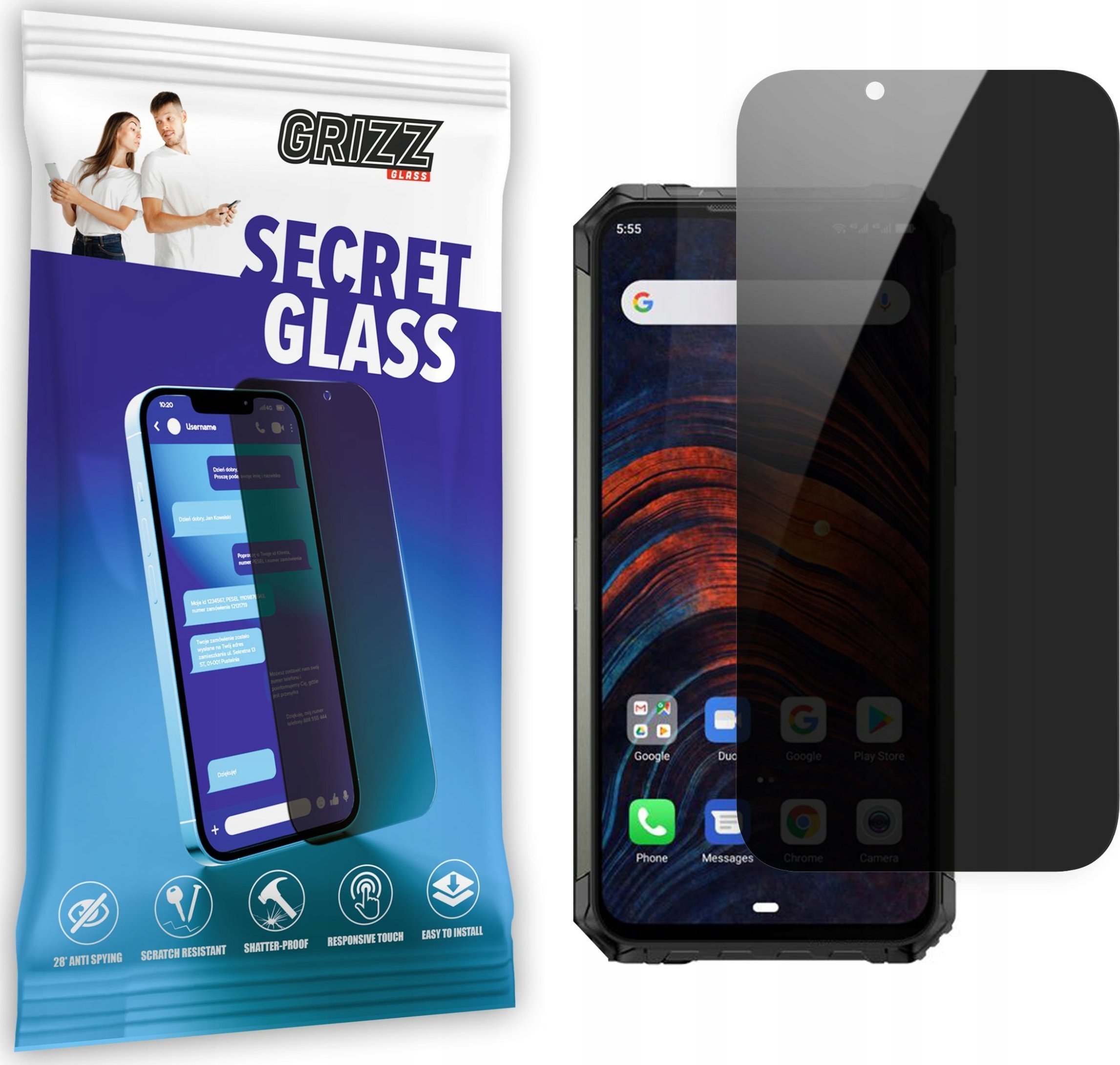 GrizzGlass Szkło prywatyzujące GrizzGlass SecretGlass Ulefone Armor 7