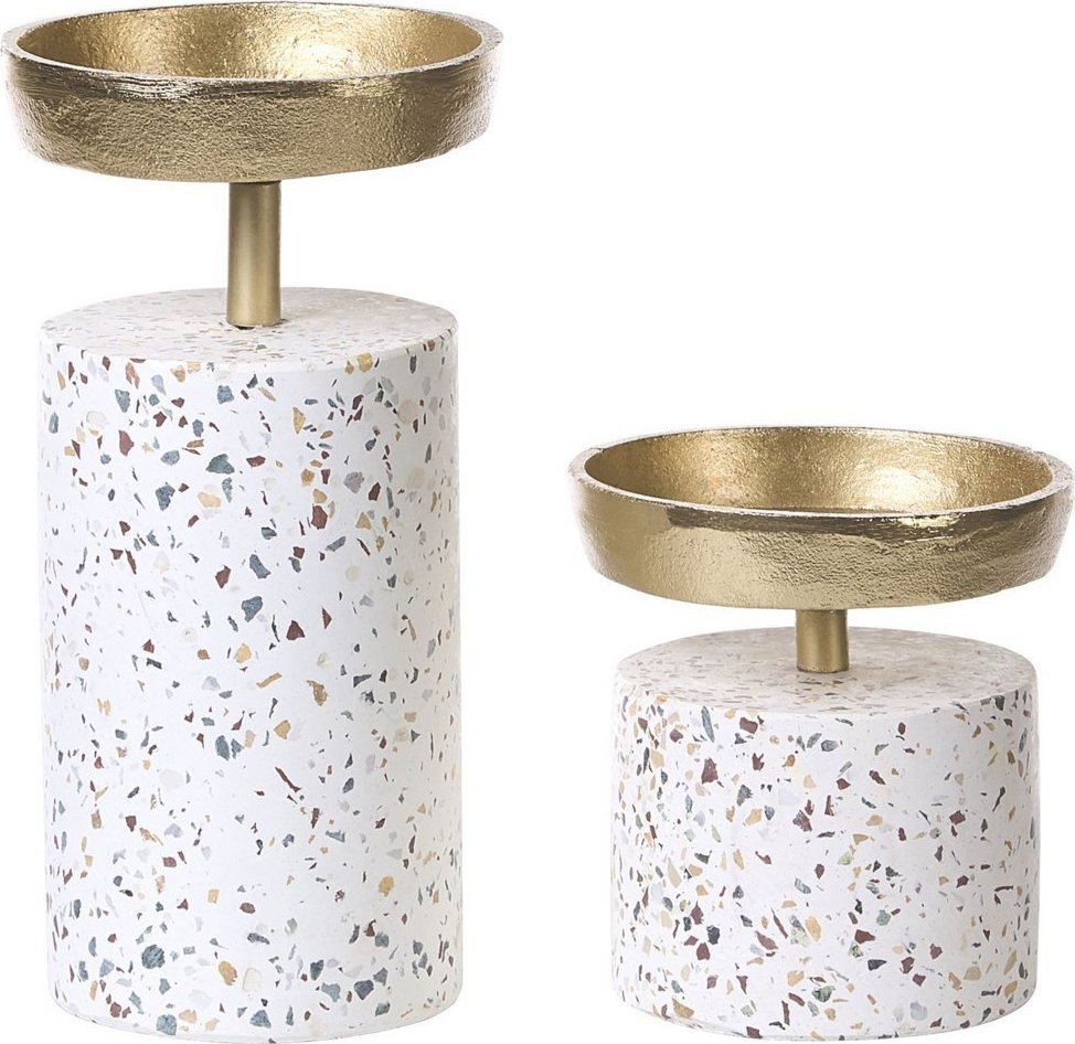 Beliani Zestaw dwóch świeczników lastryko złoty KAENGAN