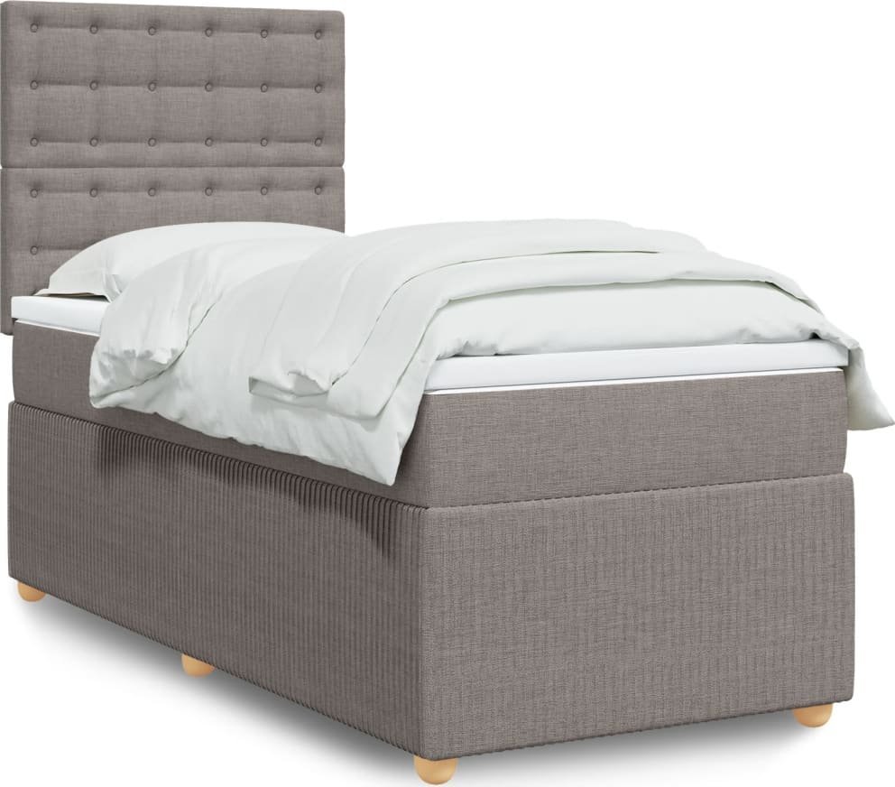 vidaXL vidaXL Łóżko kontynentalne z materacem, taupe, tkanina, 80x200 cm