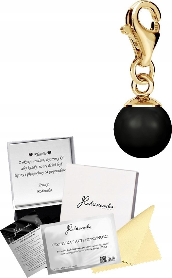 Radziszewska Jewellery Charms Złoty z Perłą Różne Kolory SREBRO 925 Prezent DEDYKACJA GRATIS