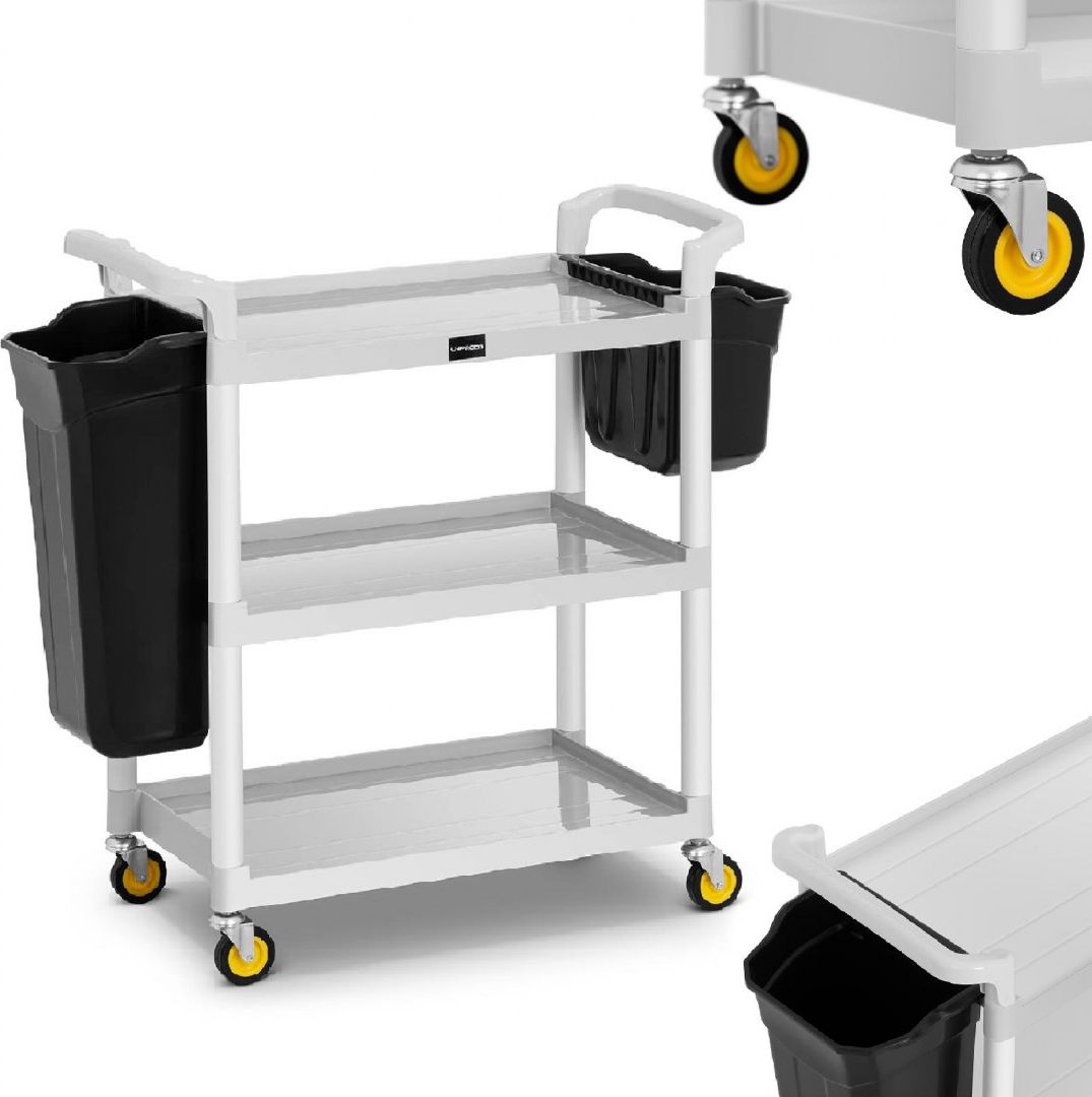 Uniprodo Wózek serwisowy hotelowy do sprzątania 2 plastikowe pojemniki do 150 kg