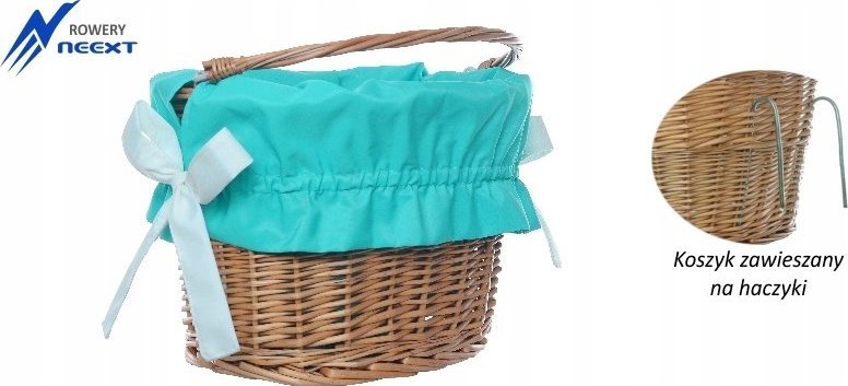 NEEXT Koszyk wiklinowy rowerowy zawieszany z wkładem mat
