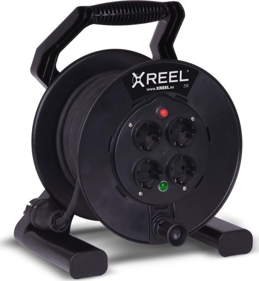 Przedłużacz XREEL 4x2P+Z 25mb OW 3x1,5 bęben IP20 czarnyPCE POLSKA