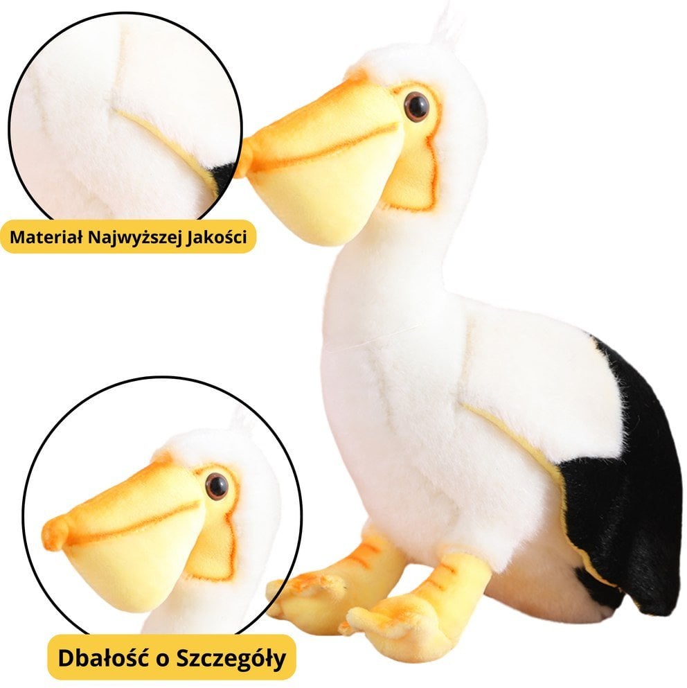 LeanToys Pluszowy Pelikan Ptak Pluszak Maskotka Przytulanka 24cm