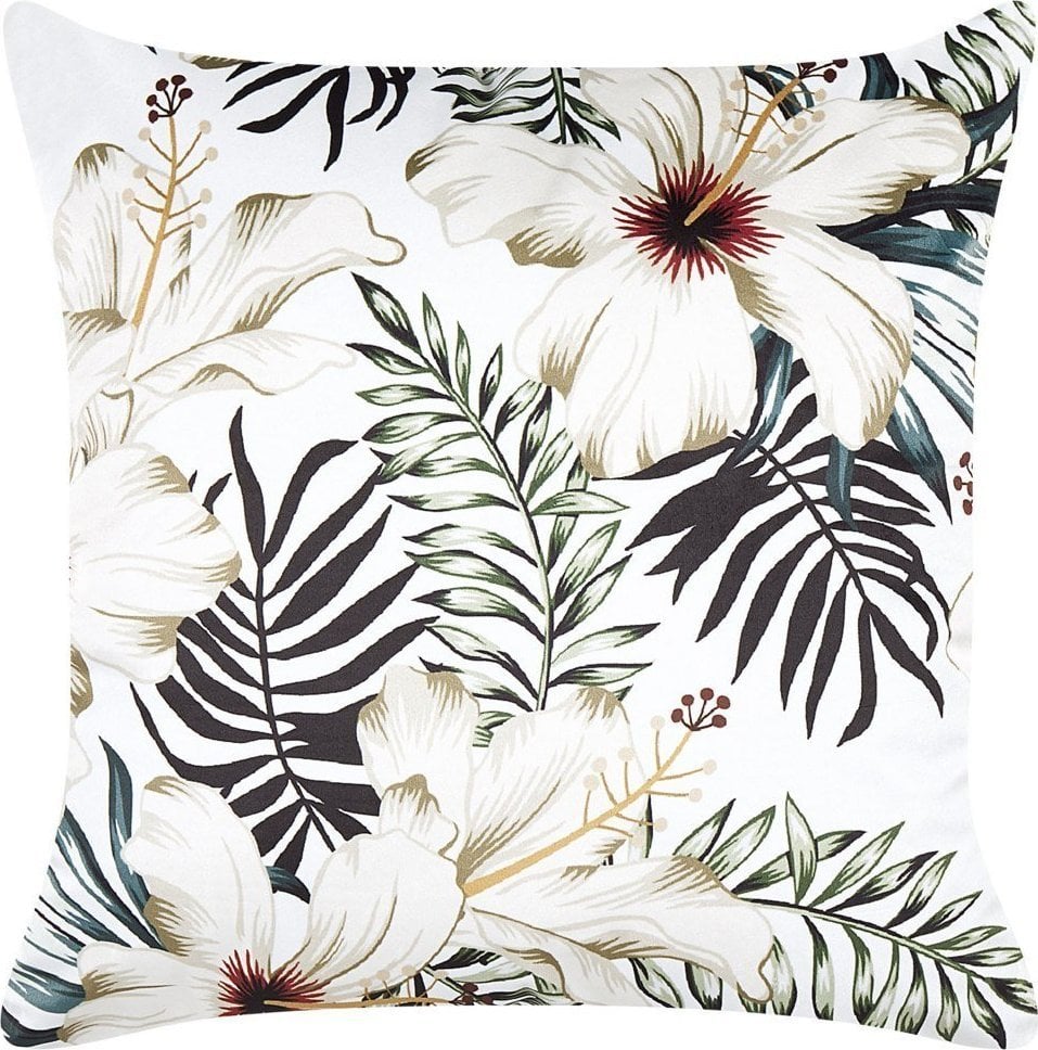 Beliani Poduszka dekoracyjna w liście 45 x 45 cm biała z zielonym OKRA!