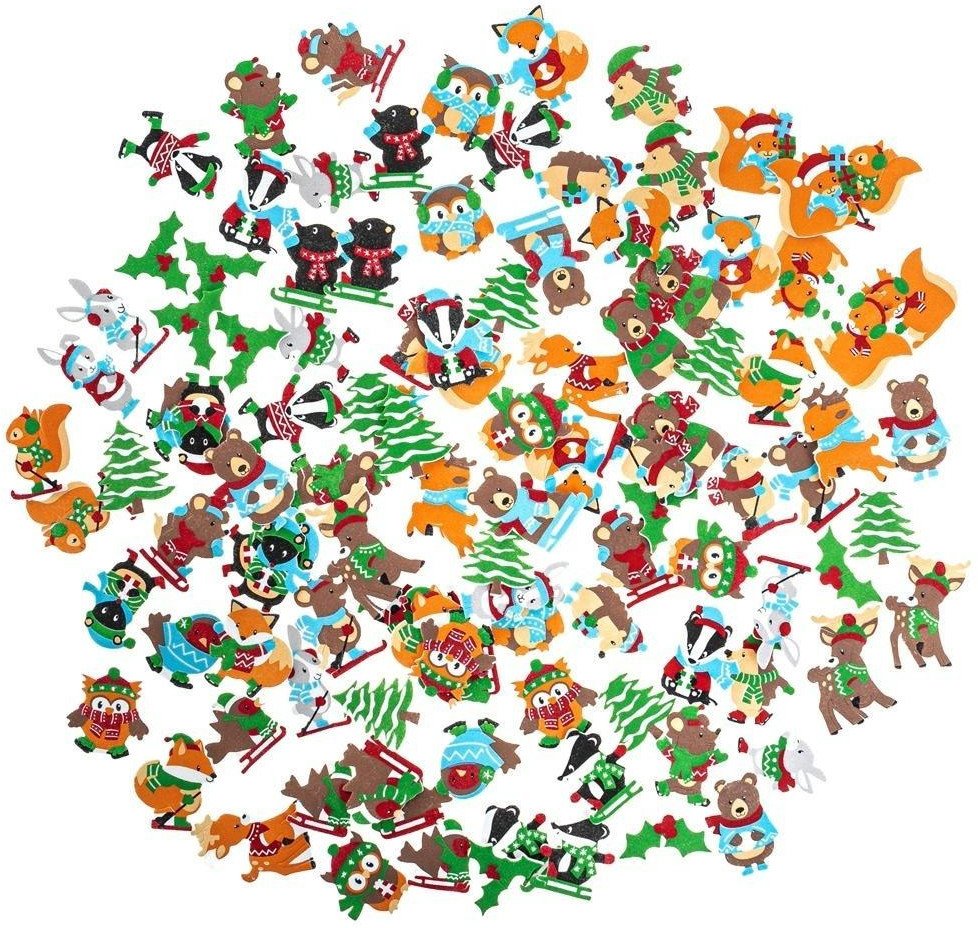 Naklejki z pianki zimowe zwierzątka 120szt