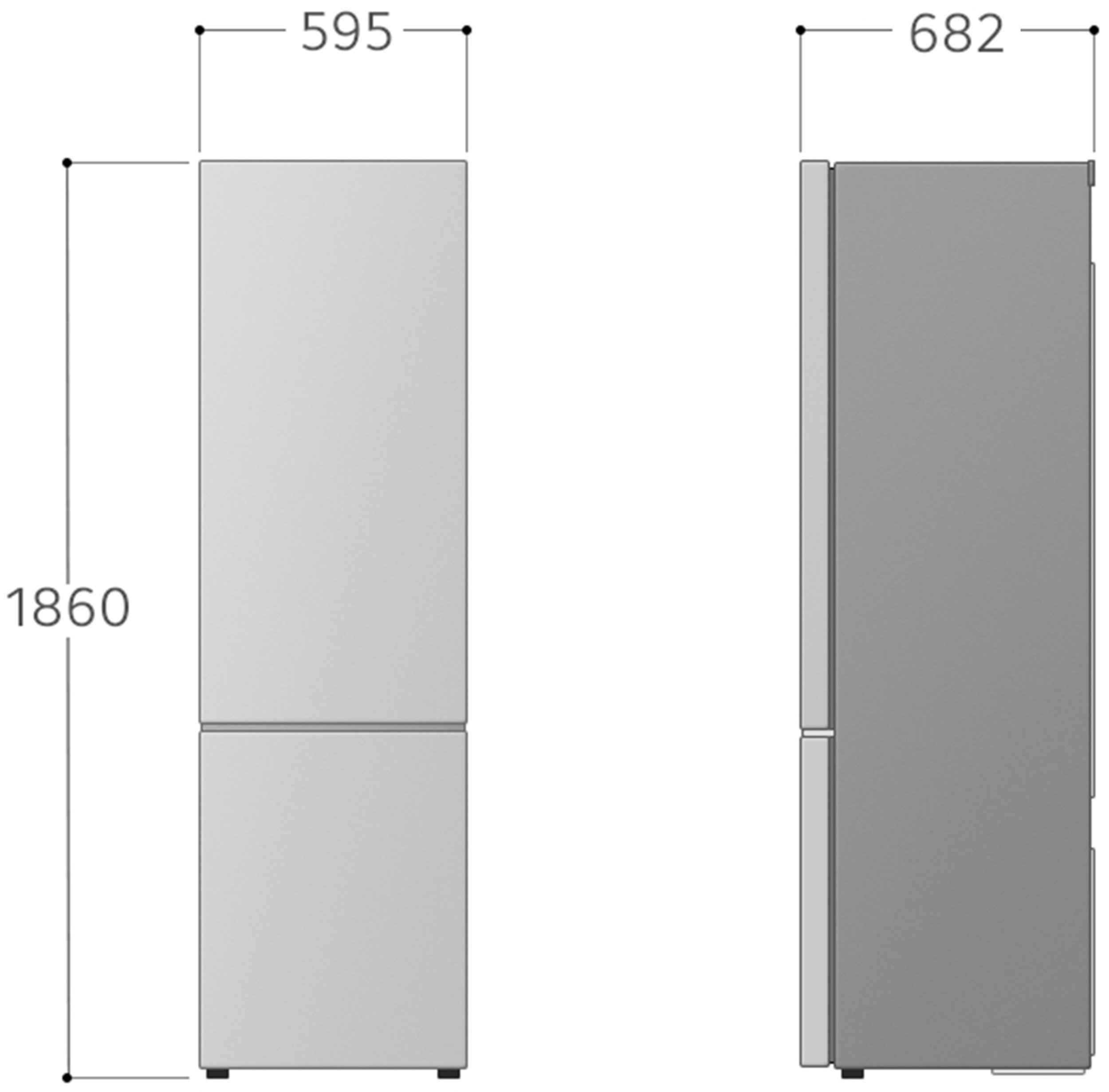Lodówka LG GBV21L0EPY Lodówka, E, Free-standing, Combi, Height 1.86 m, Net fridge 234 L, Net zamrażarka 110 L, srebrny