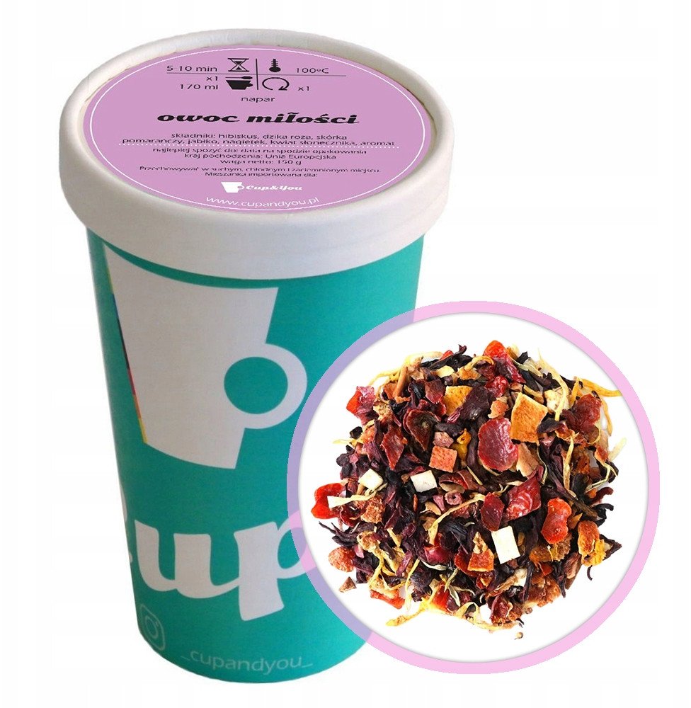 Sypana herbata owocowa OWOC MIŁOŚCI dzika róża hibiskus 150g premium - herbata liściasta sypana mieszanka napar susz