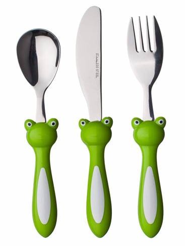 Zestaw sztućców dla dzieci 3-częściowy - żaba