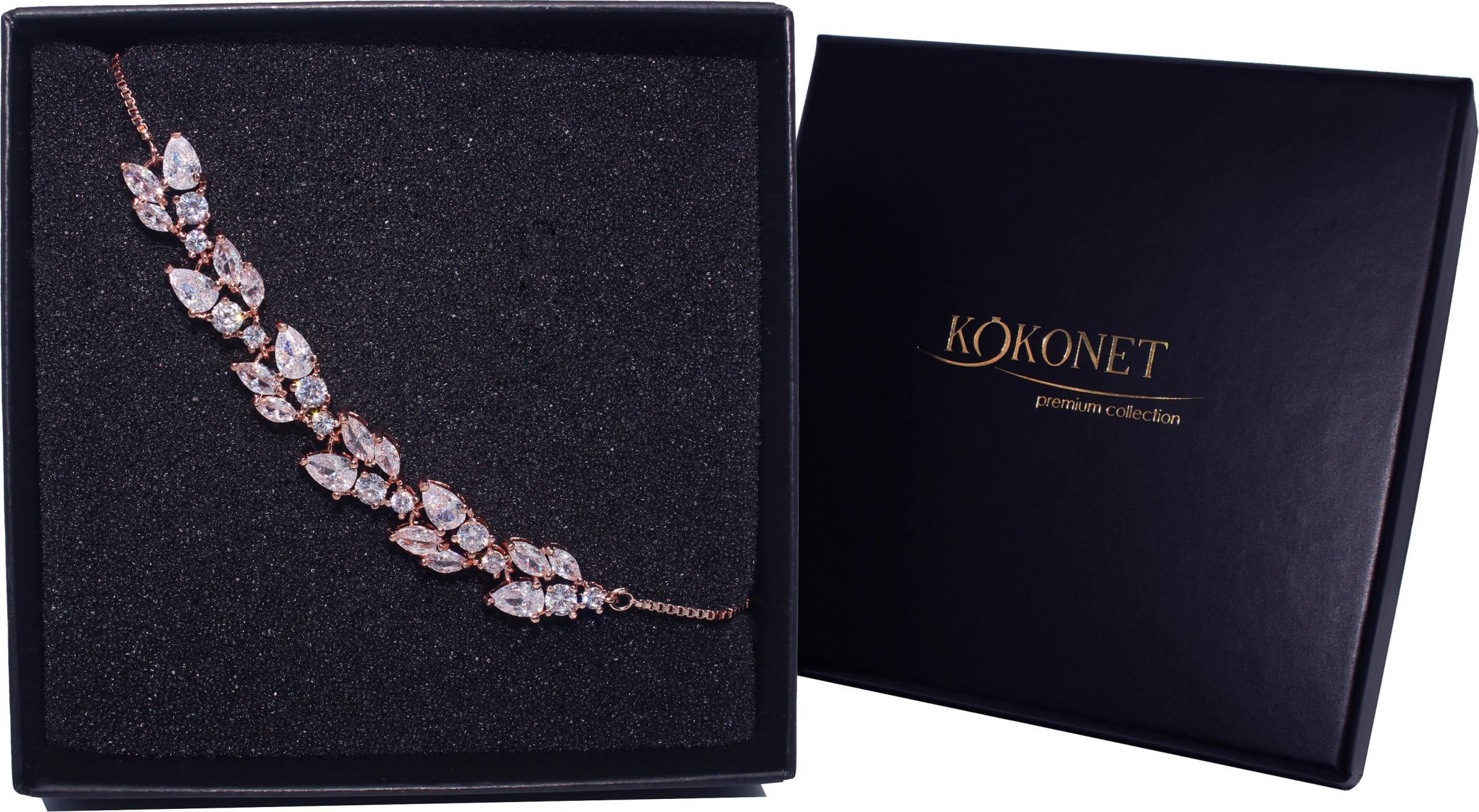 KOKONET BRANSOLETKA ślubna regulowana GWARANCJA cyrkonie